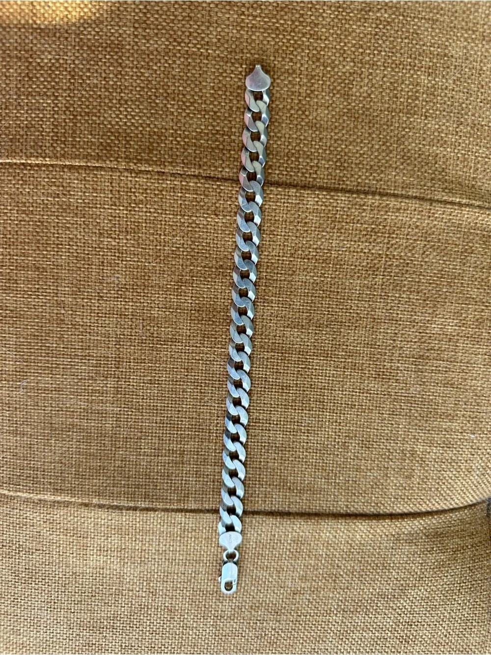 Sterling Silver Flat Curb Link Bracelet 8 Inch Long 12mm Italy Lirm 925
